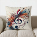 Colorful Music Notes & Treble Clef Pillow Cover by Ljojo - Sofa, Bed, Car