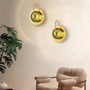 Ljojo Wattle Circle Wall Lamp: Green Crystal Art Deco Lights for Living Room