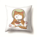 Cute Cat Cushion Cover by Ljojo: Cartoon Pets Pillow Case for Home Sofa Decor