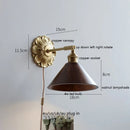 Ljojo LED Wall Sconce Switch Light Walnut Ash Wood Copper Arm Lampara Pared
