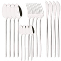 Ljojo 16Pcs Western Black Gold Dinnerware Set Stainless Steel Tableware Flatware