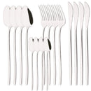 Ljojo 16Pcs Western Black Gold Dinnerware Set Stainless Steel Tableware Flatware