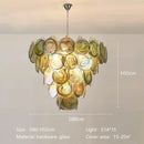 French Medieval Blue Glass Pendant Light Chandelier by Ljojo - Luxe Art Metal Round Lustre E14 Lighting