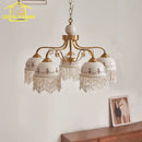 French Retro Medieval Cream Wind Chandelier Lighting LED E27 Iron Art Fringe Ceramics Pendant Lights for Living/Dining Room