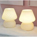 Glass LED Desk Light Mushroom Table Lamp Ljojo Korean Style Striped Bedside Lamp