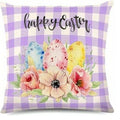 Bunny Floral Egg Print Easter Pillow Covers for Farmhouse Decor by Ljojo