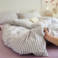 Ljojo Luxury Cotton Stripe Duvet Cover Set - Yarn-Dyed Bedding Set