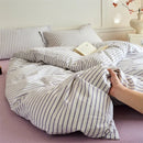 Ljojo Luxury Cotton Stripe Duvet Cover Set - Yarn-Dyed Bedding Set