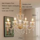 French Retro Copper Crystal Chandeliers Light for Living Room by Ljojo