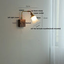 Ljojo LED Walnut Wood Wall Light Amber Glass Stair Sconce with Pull Chain Switch
