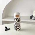 Ljojo Leopard Print Stainless Steel Tumbler with Straw -  Luxury Thermal Coffee Cup