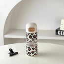 Ljojo Leopard Print Stainless Steel Tumbler with Straw -  Luxury Thermal Coffee Cup