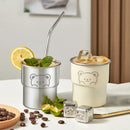 Ljojo Little Bear Stainless Steel Coffee Cup with Wooden Pad