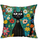 Colorful Cats & Flowers Pillow Covers by Ljojo - Sofa, Bedroom, Car Pillow Cover