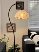 Nordic Wabi-Sabi Retro Fabric E27 Floor Lamp for Medieval Living Room by Ljojo