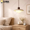 Natural Travertine Pendant Light | Japandi Stone Hanging Lamp | LED Ceiling Fixture by Ljojo