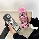 Ljojo Leopard Print Stainless Steel Tumbler with Straw -  Luxury Thermal Coffee Cup