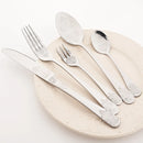 Ljojo 16pcs Retro Silver Stainless Steel Dinnerware Set with Creative Carving
