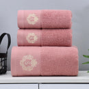 Ljojo 3-Piece Waffle Towel Set: 1 Bath, 2 Hand Towels - Cream