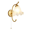 Ljojo Medieval Style Copper Flower Wall Lamp French Retro Glass Bedroom Lighting