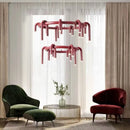 Nordic Modern U-shaped Circular Led Chandelier Wine Red Pendant Light for Dining Living Room by Ljojo