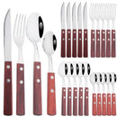 Ljojo 16/24Pcs Wood Handle Stainless Steel Cutlery Set - Kitchen Tableware