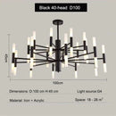 Ljojo Luxury Multi-Head Branch Chandelier Black/Gold LED Art for Home & Restaurant