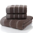 Ljojo Luxury Embroidered Cotton Towels Set - 3 Pieces
