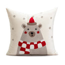 Embroidered Ljojo Joy Bear Christmas Cushion Cover Pillow Case Red Festive Decor