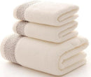 Ljojo 3-Piece Waffle Towel Set: 1 Bath, 2 Hand Towels - Cream
