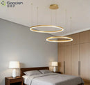 Nordic LED Pendant Light Golden Ring Chandelier for Living Room by Ljojo
