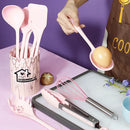 Ljojo 10-Piece Pink Silicone Utensil Set with Box - Non-Stick Kitchen Tools