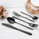 Ljojo 32-Piece Black Stainless Steel Cutlery Set, Elegant Dinnerware Kit