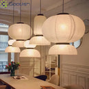 Ljojo Medieval Bauhaus Rice Paper Cage Lantern LED Pendant Light Chandelier for Home Decor