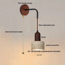 Ljojo LED Wall Lights Nordic Modern Pull Chain Yellow Travertine Stone Bedside Lamp