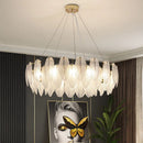 Ljojo Modern Luxury Gold Feather Glass Chandelier Pendant Light for Living Room Bedroom