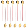 Ljojo Long Handle Mirror Ice Spoon Set - 10Pcs Stainless Steel Flatware & Bar Tools
