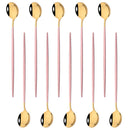 Ljojo Long Handle Mirror Ice Spoon Set - 10Pcs Stainless Steel Flatware & Bar Tools