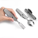 Ljojo 4-in-1 Stainless Steel Pocket Utensil Set for Outdoor Camping