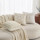 Cream Woven Tufted Pillowcase with Beige Tassel Embroidery by Ljojo