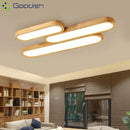 Ljojo Bauhaus Solid Wood Strip LED Ceiling Light Chandelier for Living Room Decor