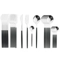 Ljojo 24Pcs Green Gold Stainless Steel Dinnerware Set Cutlery Tableware Silverware