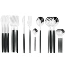 Ljojo 24Pcs Green Gold Stainless Steel Dinnerware Set Cutlery Tableware Silverware