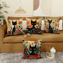 Colorful Cats & Flowers Printed Pillow Covers by Ljojo - Sofa, Bedroom, Car Pillow Cover