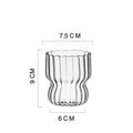 Ljojo 300ML Ins Iced Milk Glass Cups, Ribbed Drinking Glasses for Cocktail Beer Juice