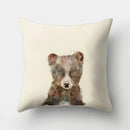 Ljojo Minimalist Spring Tree Landscape Pillow Cover - Bear Penguin Cartoon Animal Pillowcase