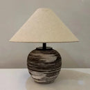 Ljojo Ceramic Table Lamp LED Night Light Fabric Lampshade Bedroom Decor Pottery Jar Style