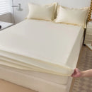 Ljojo 100% Cotton Fitted Sheet & Pillowcase Set, White, 180x200, 3Pcs