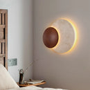 Art Deco LED Wall Lamp Natural Stone Dark Wood Dimmable Indoor Sconce by Ljojo