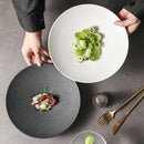 Ljojo Matte Black Western Food Plate Pasta Noodles Bowl Shallow Dish Set